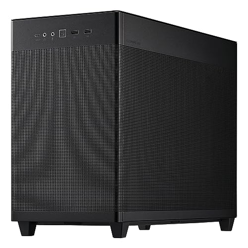 ASUS Prime AP201 Tempered Glass (Noir) – Boîtier PC gaming MicroATX (support de radiateur jusqu'à 360 mm, panneaux latéraux sans outil, panneau avant USB 3.2 Gen 2 Type-C)