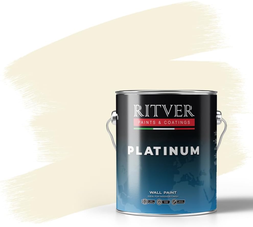 RITVER Premium water-based Wall Paint Emulsion 3.6 Liter, Ivory, odorless, drip & splash resistant, Indoor, high opacity, RP-101, Matte Finish