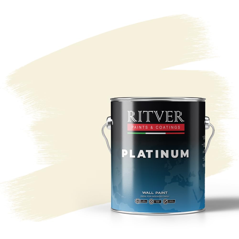 RITVER Premium water-based Wall Paint Emulsion 3.6 Liter, Ivory, odorless, drip & splash resistant, Indoor, high opacity, RP-101, Matte Finish