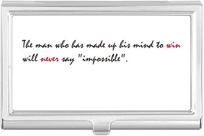 Quote Never Say Impossible Business Card Holder Case Pocket Box Wallet