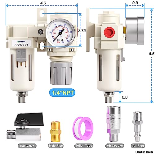 TAILONZ PNEUMATIC Kit Régulateur De Pression NPT AFR2000 De 6,35 Mm (0