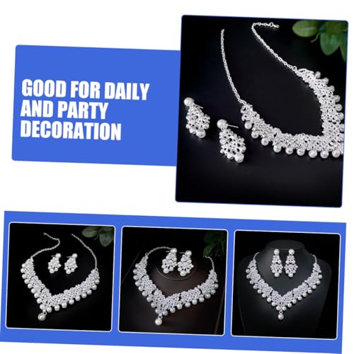 Collier en strass perles parure bijoux de mariage boucles d'oreilles femme robe mariée - 4