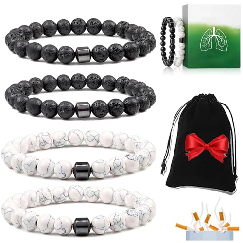 4 PCS Anti Smoking Bracelets for Women/Men, Quit Smoking Stop Smoking Helps Reduce Anxiety Frustration Irritability