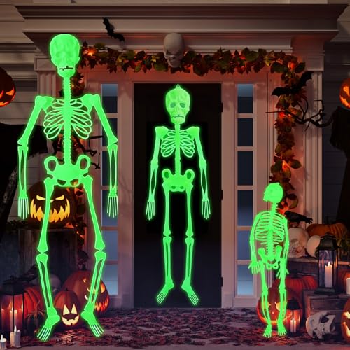 FePen Halloween Skeletón Luminoso, Esqueleto Luminoso de Halloween, Halloween Luminoso Accesorios, Adecuado para Accesorios de Casas Encantadas y Decoraciones de Halloween. (S.M.L)
