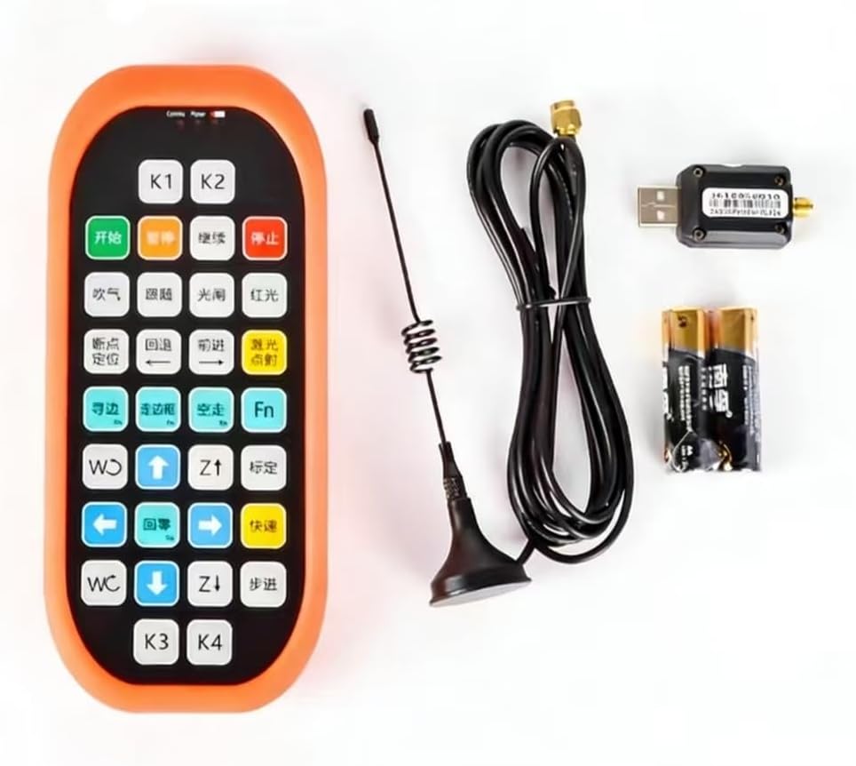 Wireless Handheld Remote Controller for CNC Laser Cutting Machines, ABS, USB Receiver, Start/Pause, Edge Finding, Axis Movement (Black, Standard Size, Standard, Original (High Compatibility))