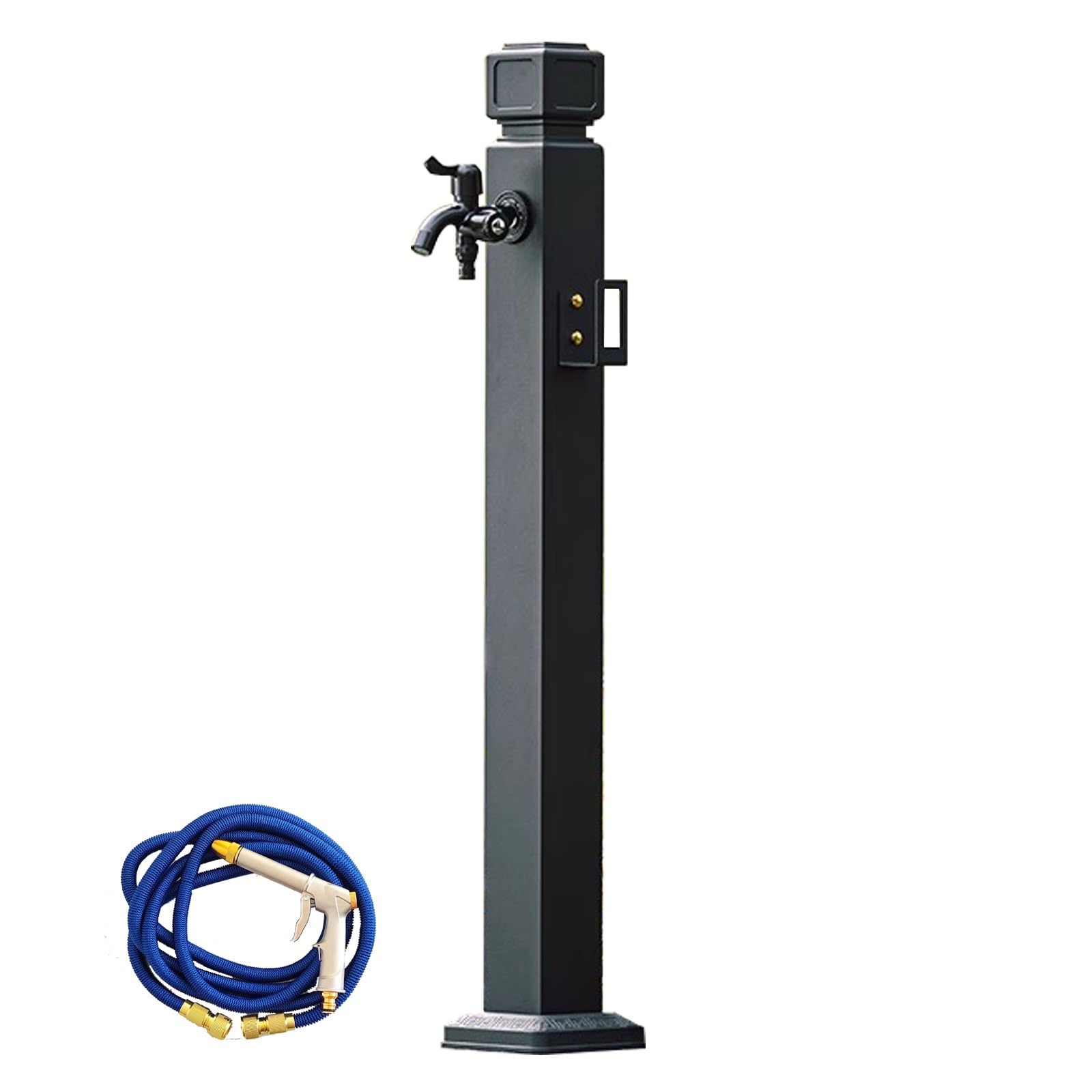 WOTZOV Aluminum Alloy Outdoor Water Column With Faucet & Spray Gun, 24" Vertical Garden Irrigation Solution, Stylish Design For Efficient Watering，95cm/37in