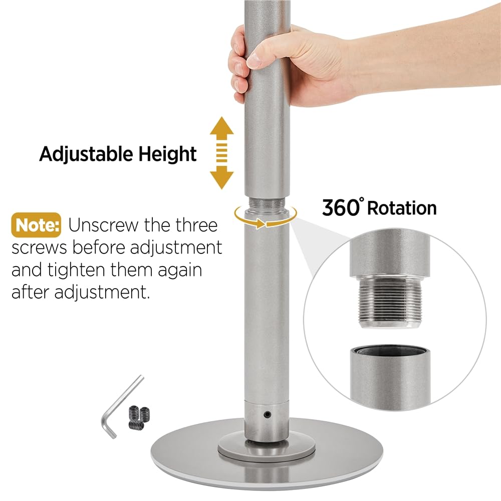 Yaheetech Barre de Pôle Dance Hauteur Réglable 225 cm-274,5 cm Pôle Dance Barre Diamètre de 45 mm Statique et Rotative Charge Maximale 200 kg pour Danse Fitness Exercise