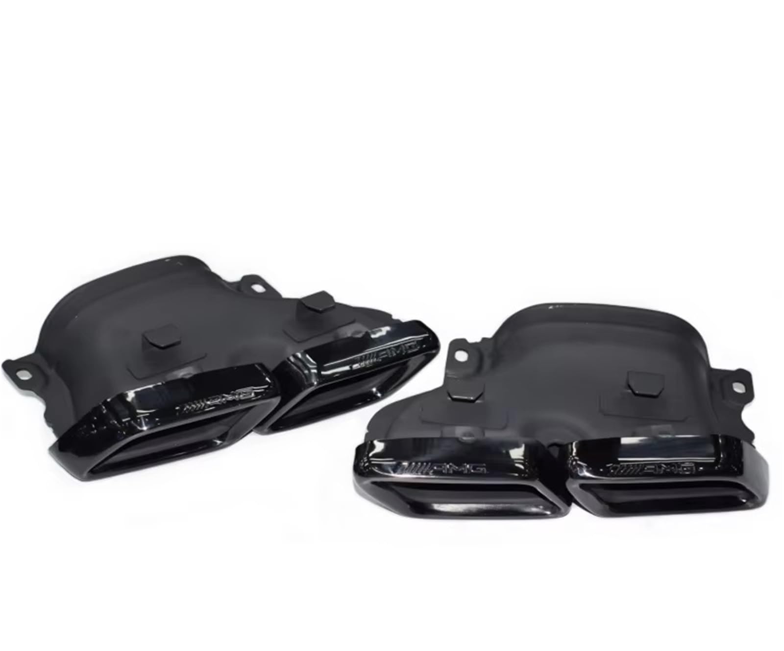 2015-2018 Per Benz Classe W205 Tubo Aggiornamento C63 Per AMG Square-mouth In Acciaio Inox Nero Silenziatore Tubo Punta Scarico Coda(Silver)