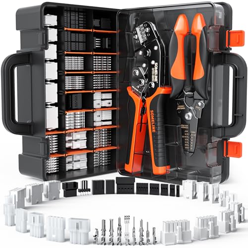 SOMELINE Crimping Tool Connector Kit 41 Types of Connectors (2.54-4.2mm) Compatible with Molex Mini-Fit Jr 4.2mm Standard .062 (3.68mm) Dupont 2.54mm KF2510 and KK254 Crimper for 30-16 AWG Wire