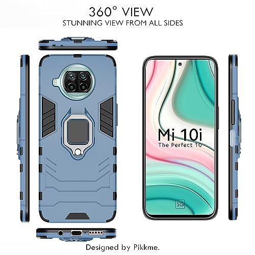 Image of Pikkme MI 10i 5G Back Cover | D5 Tough Armor Bumper | 360 Protection Case | Ring Holder Stand Case for Mi 10i 5G (Blue)