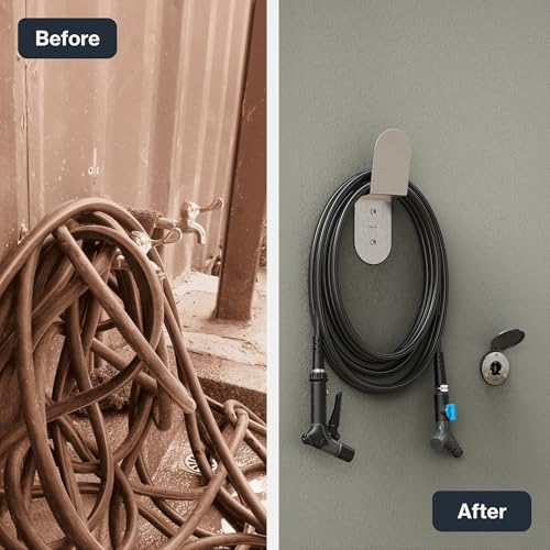 Image of Aquor Stainless Steel Garden Hose Hanger, Sleek Hook for Outside Wall or Garage, Heavy Duty Garden Hose Holder Wall Mount for Storage - Bracket Holder for up to 75 ft x 5 /8 inch