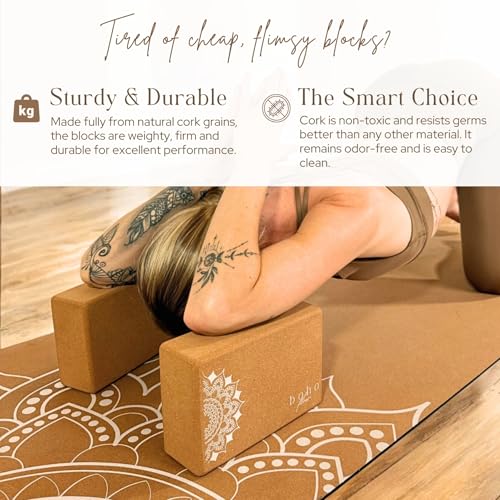 Set of 2 Cork Yoga Blocks with Strap | Eco-Friendly Yoga Accessories | 9” x 6” x 3” FSC-Certified Portuguese Cork Yoga Blocks 2 Pack | High Denisty Yoga Blocks Non-Slip & Durable | Home Yoga Equipment - Image 4