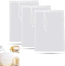 3pcs Reusable Micron Fine Mesh Filter Bags,Drawstring Cold Brew Coffee Cheese Cloths Strainer Bags,Fine Mesh Nylon Straining Bag, Washable Strainer Bag for Juice,Wine,Homebrew,Brewing,Hop(200 mesh)