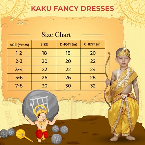 Image of Kaku Fancy Dresses Ramayan Costume for Kids | Infant Baby Ram Dress | Mata Sita /Seeta Costume | Hanuman Costume for Boys with Accessories