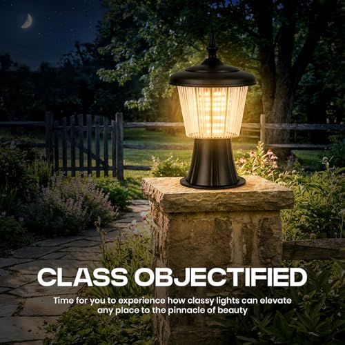 Image of Gigawatts GWSUWW-01 Outdoor Gate Light - 12W Integrated Light 101% Rust & Waterproof Polycarbonate, ABS, PP Pillar Lamp Base Mount Black Exterior Fixture for Garden, Boundary & Home Entrance