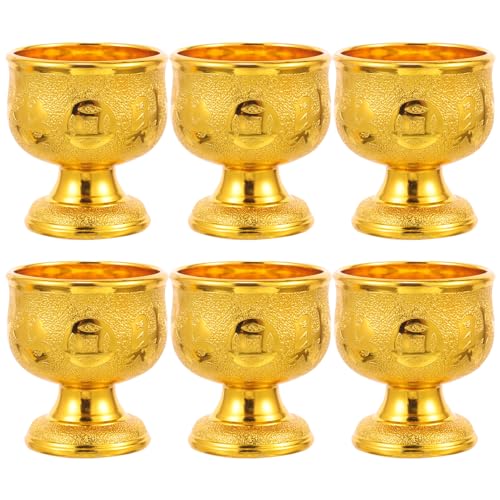 PRETYZOOM 6pcs The Holy for Buddha in The Ancestral Hall Sacrifice Cup Water Offering Cup Tabletop Wine Cup Temple Holy Cup Exquisite Wine Cup Multi-function Wine Cup Ritual Bowl