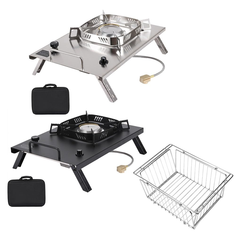 BEAZOOM Portable Folding Gas Stove for IGT Table, for Stainless Steel Camping Cooktop with Storage Bag, for Compact Outdoor Burner HikingDrain basket