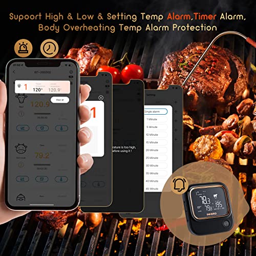 5Ghz Wifi And Bluetooth 5.1 Meat Thermometer, Inkbird Wifi Grill Bbq Meat Thermometer For Smoker, Cooking And Kitchen With 4 Probes, App Control, Alarm And Timer, Adjustable Backlit Lcd, Rechargeable #TOP3