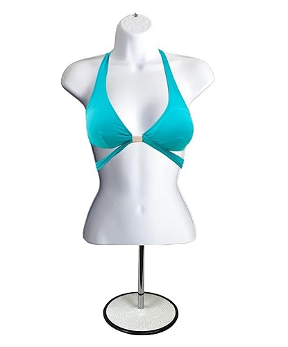 DisplayTown Torso de maniquí femenino con soporte de metal, cuerpo con espalda hueca apilable, forma de vestir para exhibición de camisetas,