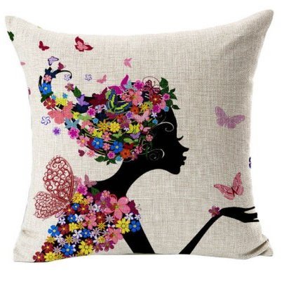 Amoy.B Taie d'oreiller de Coussin de Coton Fille Papillon créatif de Mode * 1