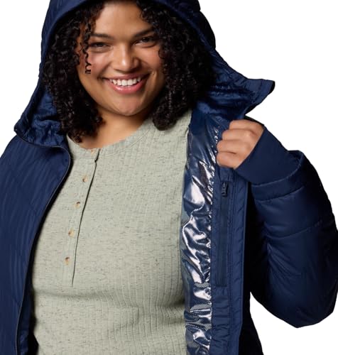 Columbia Womens Heavenly Hooded Puffer Jacket, Collegiate Navy, 1X