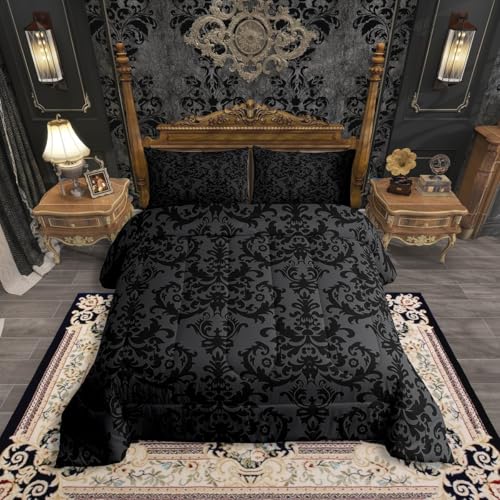 Erosebridal Adults Black Damask Bedding Set Antique