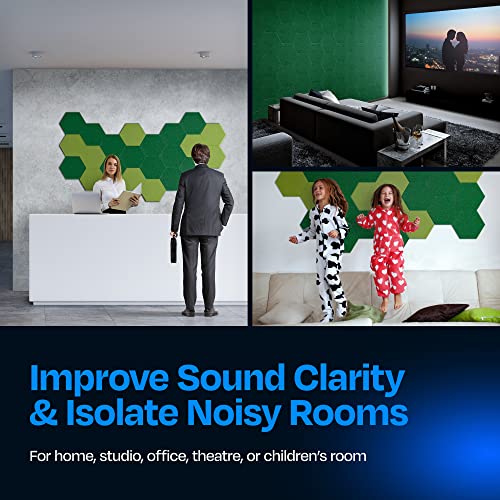 Image of Acoustic Panels 12-Pack Soundproof Wall Panels 12 inchX10.4 inchX0.4 inch Sound Panels High Density Sound Dampening Panels - [Dark Green Hexagon]