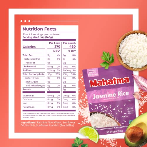 Image of Mahatma Ready to Heat Jasmine Rice, Precooked Rice, Microwaveable in 90 Seconds, Six 8.8-Ounce Bags (Pack of 4)