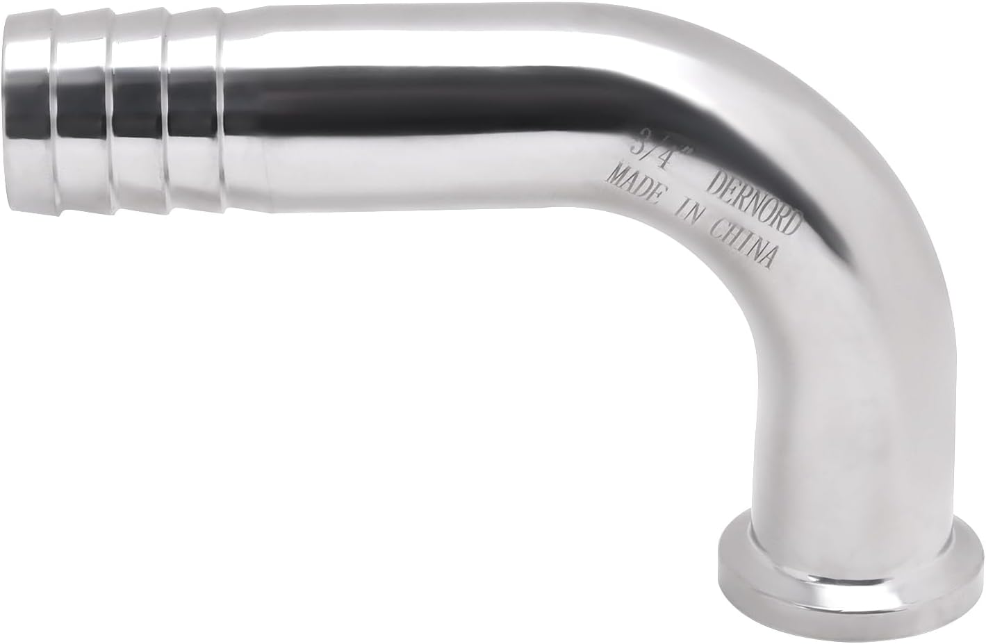 DERNORD Sanitary Hose Barb Pipe Fitting 3" Tri Clamp (91MM Ferrule) 90 Degree Elbow (Tube OD: 3"/76MM (3" Tri-clamp))
