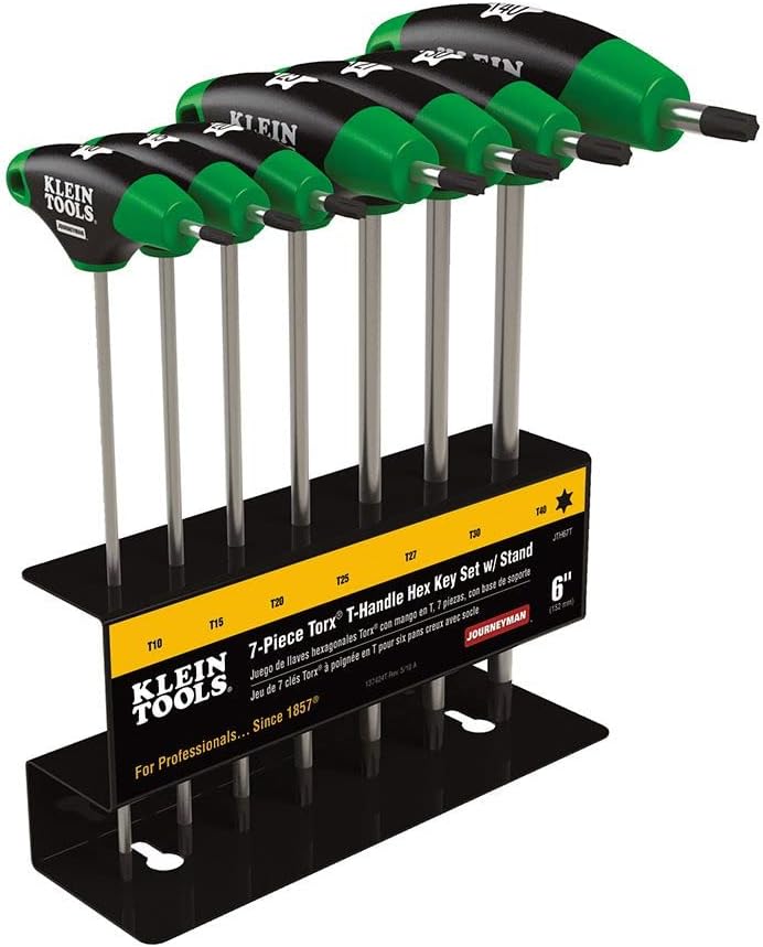 Klein Tools JTH67T Hex Key Set, TORX T-Handle Hex Key Allen Wrench Set with 6-Inch Blades, Stand Included, 7-Piece