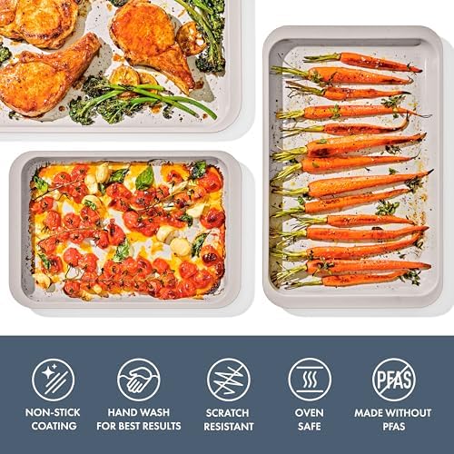 OXO Good Grips Non-Stick Pro Ceramic Coated Metal Bakeware 3-Piece Sheet Pan Set – Storm Blue - Thumbnail 3