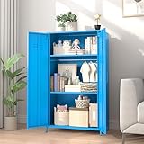 erosoei 2 Door 51.3' Metal Locker Storage Cabinet Steel Kids Wardrobe Changing Room Locker Cabinet Box with 2 Adjustable Shelves Steel Locker File Cabinet Organizer for School Gym Home Office