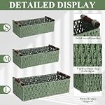 Boao 3 Pcs Boho Storage Wicker Baskets Handmade Woven Decorative Paper Rope Baskets for Organizing with Handle Countertop Toilet Paper Storage Container for Toilet Tank Top - Image 4