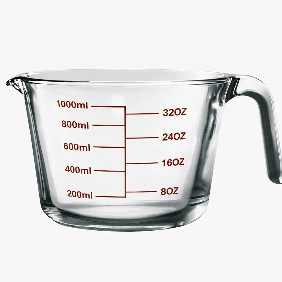 Jarra Medidora De Vidro Borossilicato 1000ml Com Escala Em ML E Oz Resistente À Altas Temperaturas Ideal Para Cozinha E Receitas