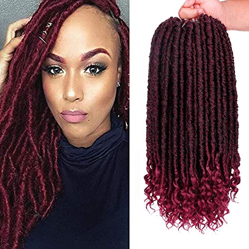 VRHOT 6Packs 14 inch Straight Goddess Locs Crochet Hair Braids Prelooped Straight Faux locs with Curly Ends Synthetic Hair Extensions Dreadlocks Braiding Hair (14 inch (6packs), T1B/BG)