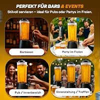 Biertower 4,0 Liter – Kult Biersäule mit LED-Beleuchtung & Eiskühlung – XXL Trinksäule Getränkespender mit Präzisions-Zapfhahn – Robuste Zapfsäule für Party, Grillen & Events – Getränkesäule Schwarz – Ansicht 7