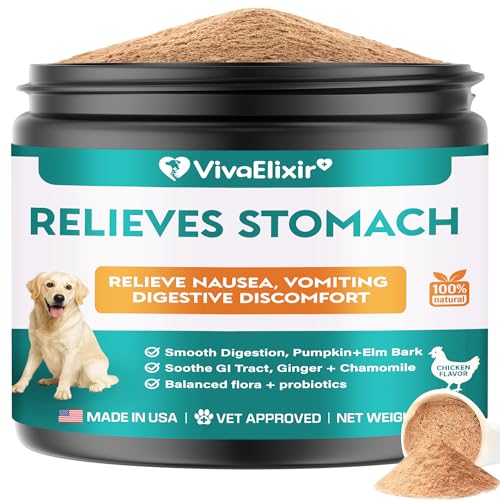Dog Upset Stomach Relief for Nausea | Probiotics for Dogs | Soothe Upset Stomach | Dog Slippery Elm & Pumpkin | Support Digestive Health | 2.12 OZ Chicken Flavor