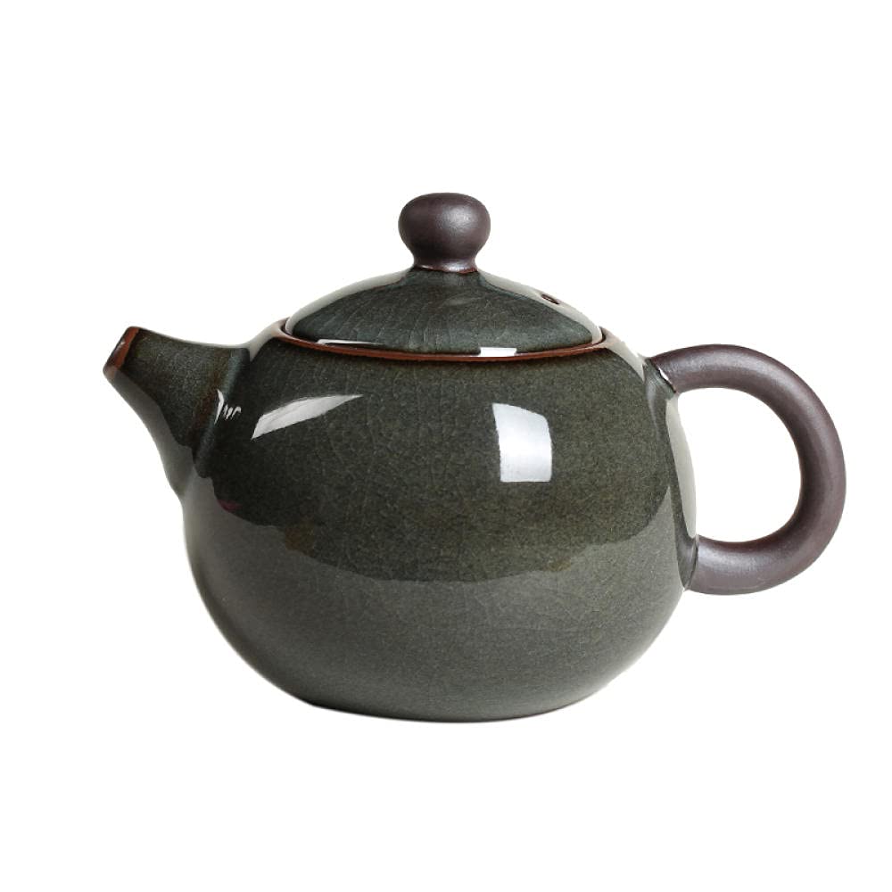 Simple Celadon Handmade Iron Tire Teapot Ceramic Kung Fu Tea Set Ice Cracked Single Pot Ge Kiln With Filter Tea Maker-A