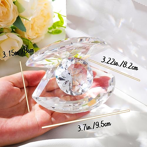 Movdyka Crystal Clear Shell for 25 Years Anniversary Romantic Gifts Ideas Silver 25th Anniversary Romantic Presents for Couple Wife 25 Years of Love Glass Keepsake Ornament - Image 3