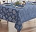 Newbridge Fancy Metallic Snowflake Christmas Fabric Tablecloth, 60 x 84 Inch Rectangle, Navy Silver, No-Iron Soil Resistant Sparkling Snowflakes Woven Holiday Table Cover