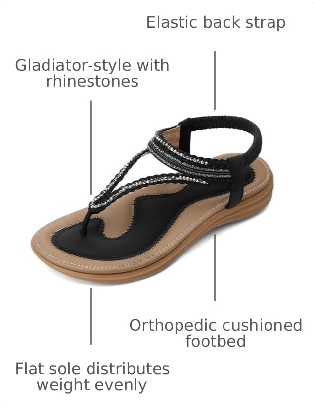 Image of UBFEN Womens Bohemian Flat Sandals
