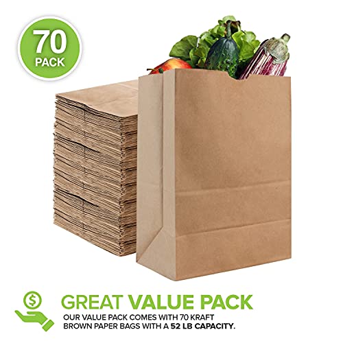 Stock Your Home 52 lb Kraft Brown Paper Bags (70 Count) – Bulk Large Grocery Bags for Shopping by Stock Your Home - Image 2