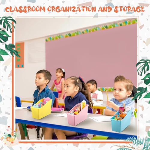Image of Geetery Plastic Book Bins for Classroom, 24 Pcs, Pastel Color