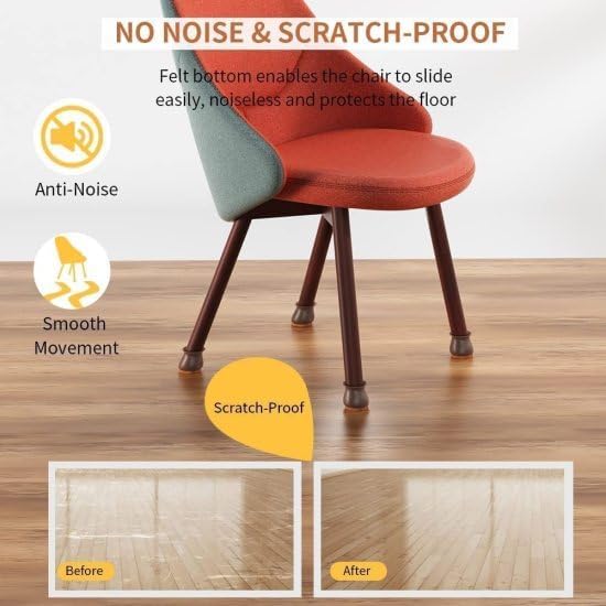 REDITEX 16 Pcs Large Brown Chair Leg Floor Protectors - Silicone Covers with Felt Bottom - Protect Hardwood, Wood, Tile Floors - Non-Slip, Furniture Leg Caps W- 1.18 inch or 3cm (16) 2