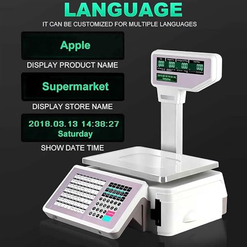 Báscula de Etiqueta Digital con Pantalla LCD y Impresora Térmica miniatura 6