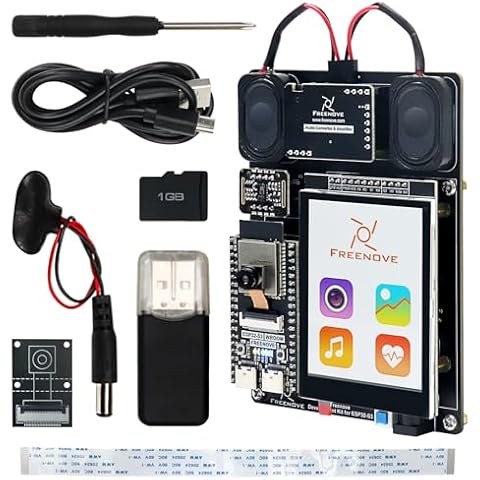 Freenove Development Kit for ESP32-S3-WROOM CAM (Included), Dual-core 32-bit 240 MHz Microcontroller, Onboard Camera Wireless, Touch Screen Stereo Speakers Heart Rate Sensor, Tutorial Code Cover