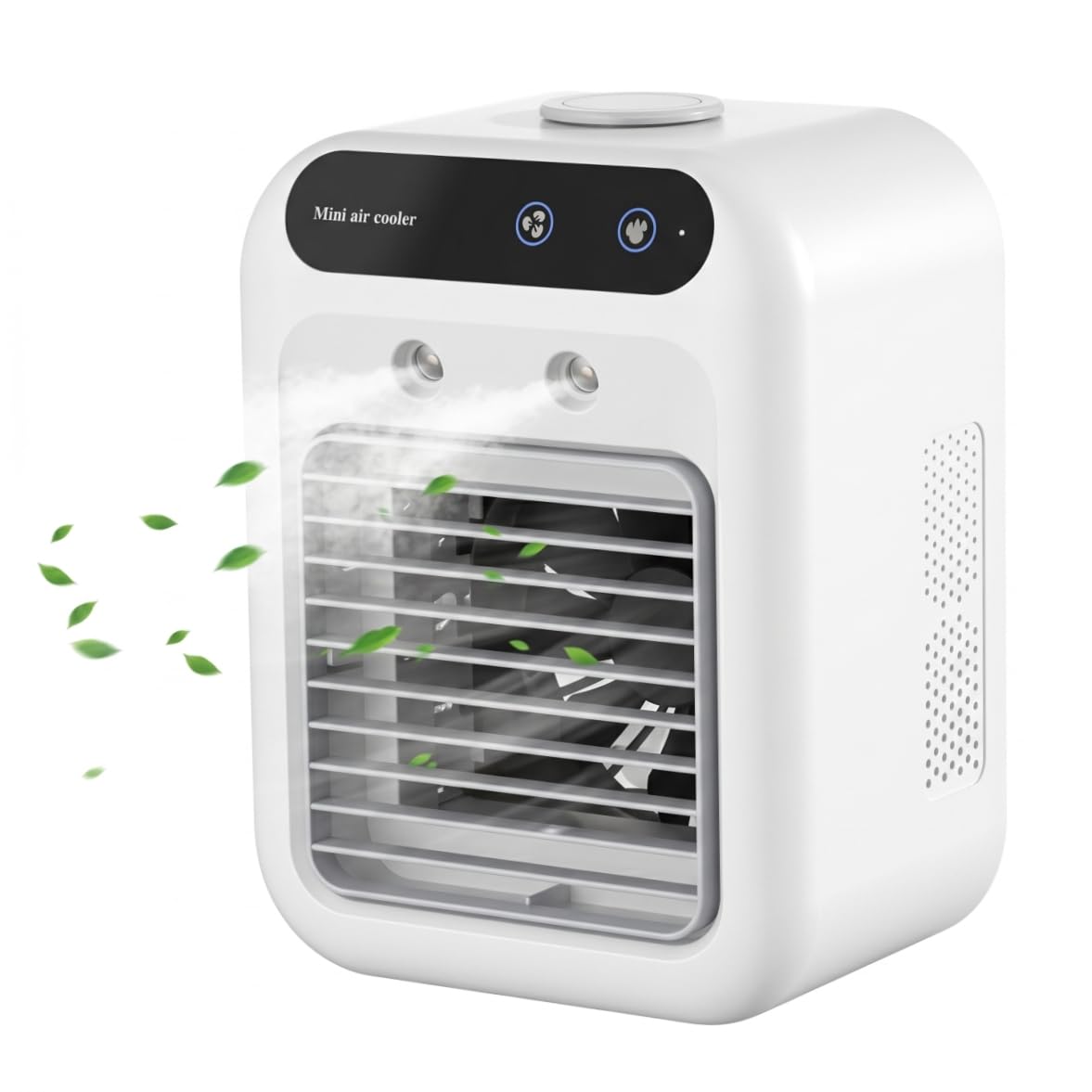 Goutdori Rechargeable Portable Air Conditioner Mini Air Cooler, Spray Humidification with 8H Timer, White Rechargeable Portable Conditioner, Mini Cooler, Personal Cooling Fan, USB, De