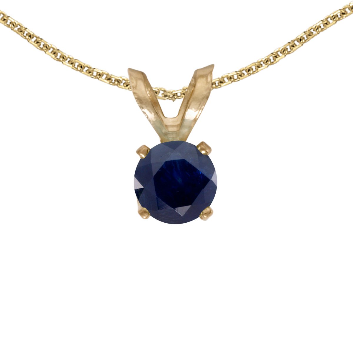 10k Yellow Gold Round Sapphire Pendant with 16" Chain