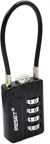 RESET -200 candado de cable de combinación de 4 dígitos con cable flexible de 4.72 pulgadas (4.7 in), cerradura pequeña para taquilla, equipaje,