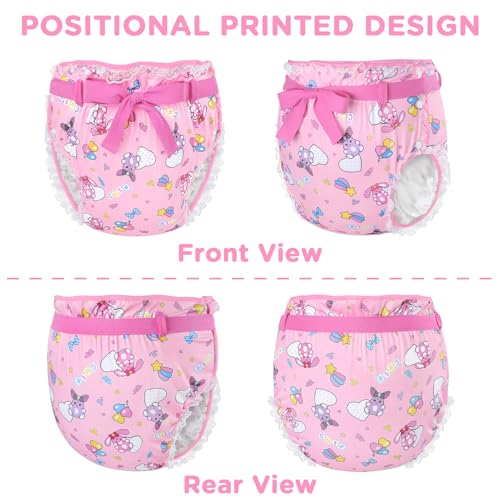 Image of Littleforbig Silky Adult Ribbon Omutsu Diaper Wrap Cover Washable Adjustable Reusable Waterproof - Baby Usagi & Bella Pattern L